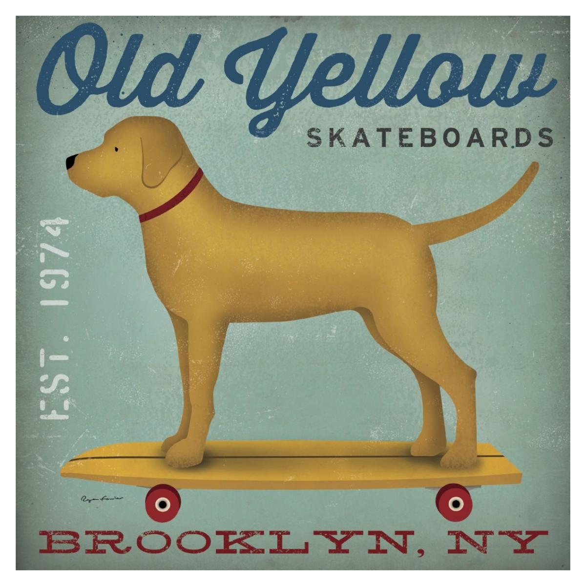 Golden Dog On Skateboard -Paper Art-38X38