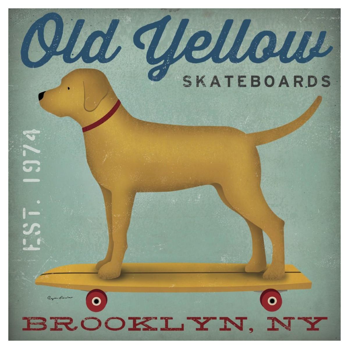 Golden Dog On Skateboard -Paper Art-42X42