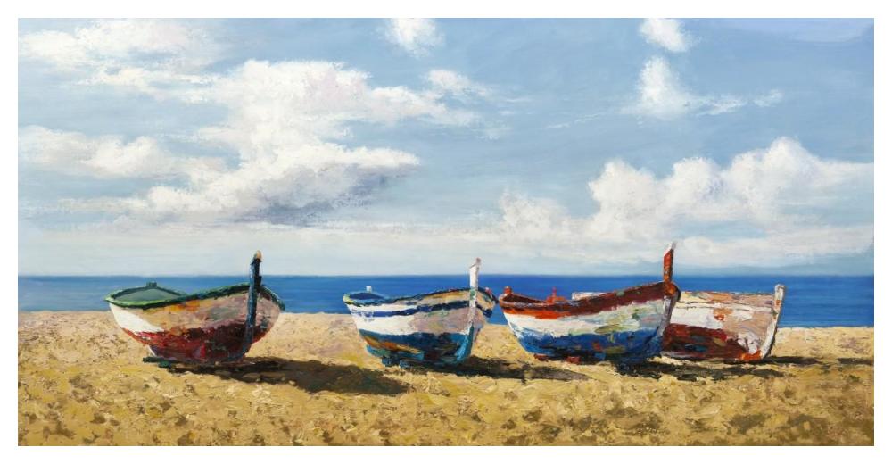 Boats On The Beach-Paper Art-50,,X26,,
