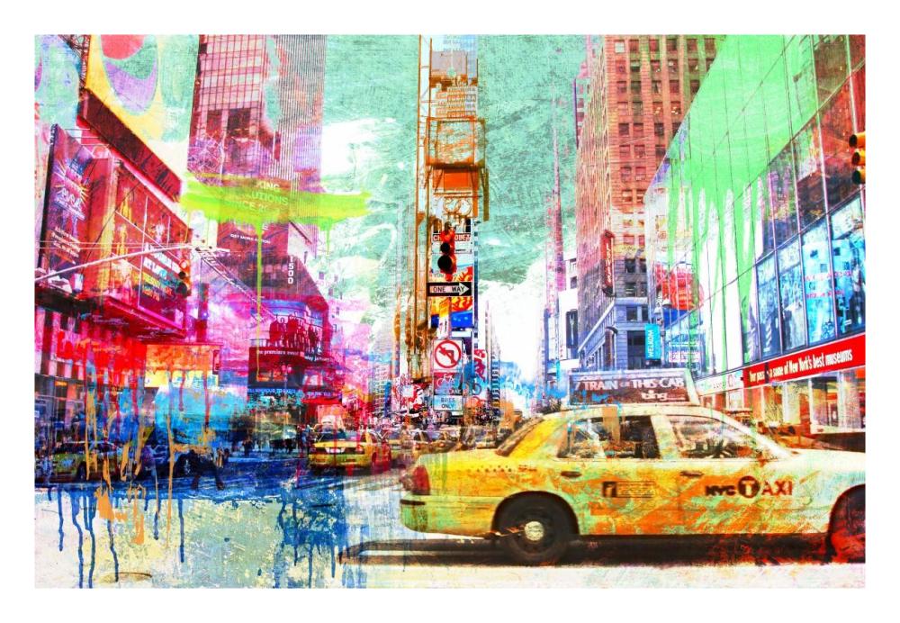 Taxis In Times Square 2.0-Paper Art-26,,X18,,