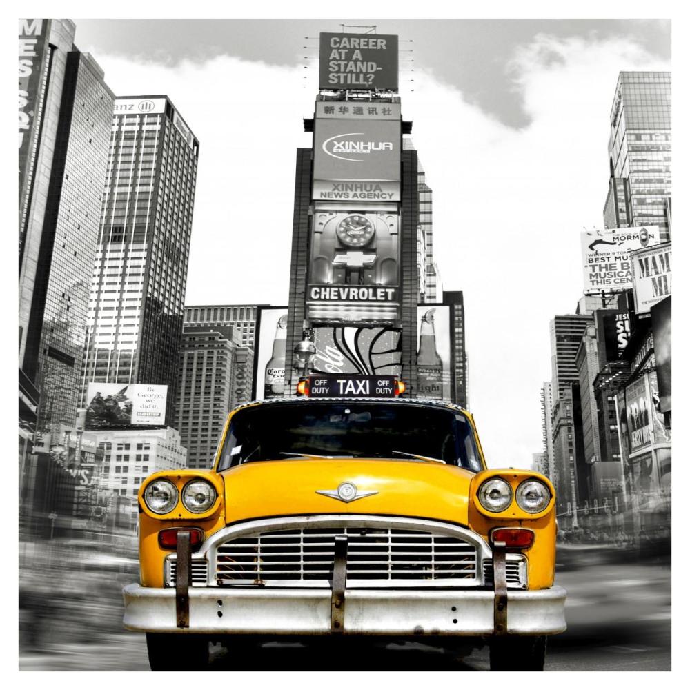 Vintage Taxi In Times Square, Nyc (Detail)-Paper Art-38,,X38,,