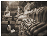 Young Buddhist Monk Praying, Thailand (Sepia)-Paper Art-42,,X32,,