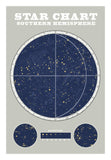 Southern Star Chart Blue Gray -Paper Art-18X26