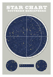 Southern Star Chart Blue Gray -Paper Art-22X32