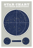Southern Star Chart Blue Gray -Paper Art-26X38