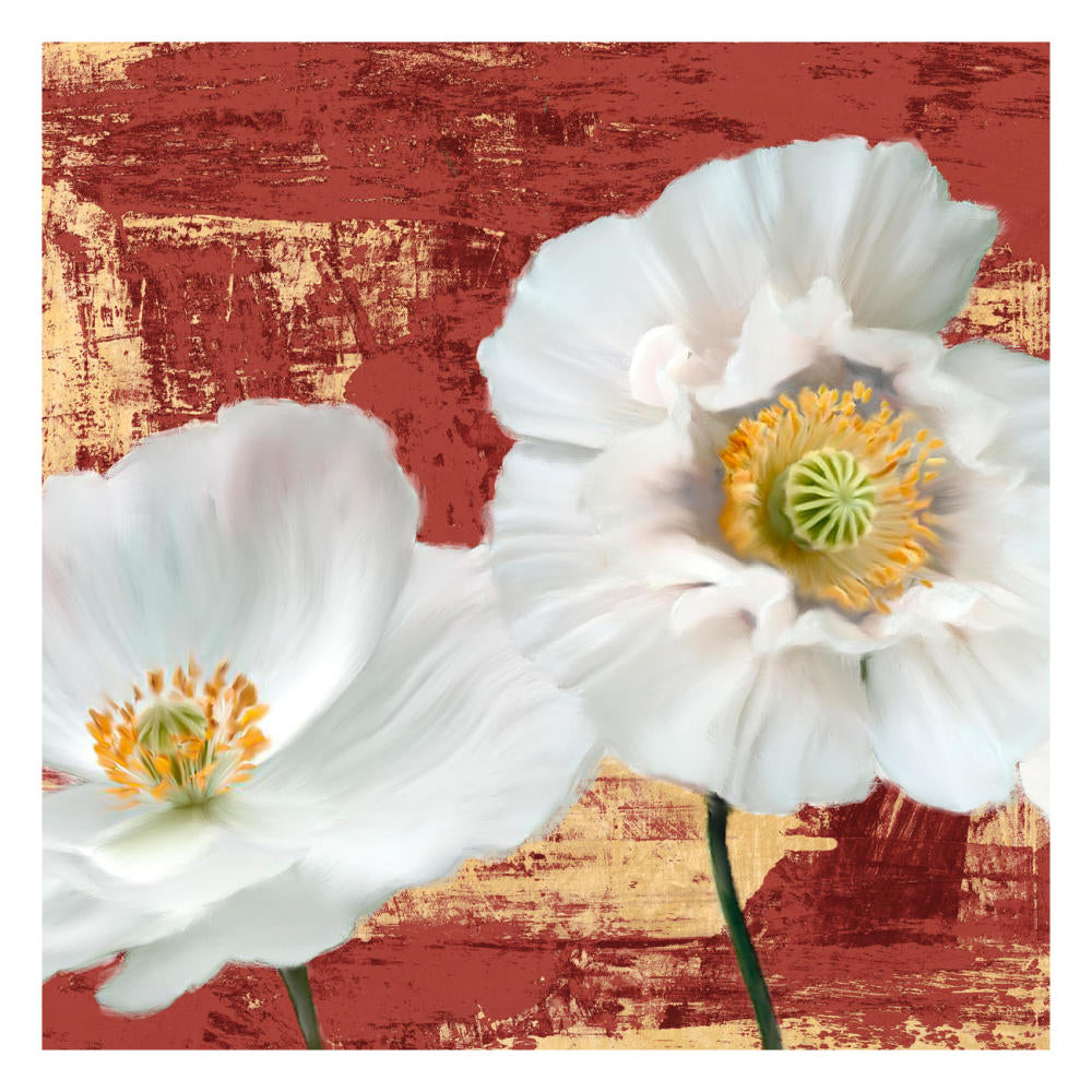 Washed Poppies (Red & Gold) I-Paper Art-26,,X26,,