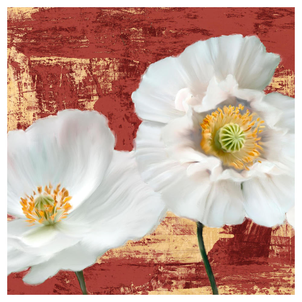 Washed Poppies (Red & Gold) I-Paper Art-42,,X42,,