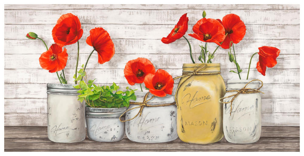 Poppies In Mason Jars-Paper Art-74,,X38,,