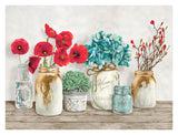 Floral Composition With Mason Jars-Paper Art-34,,X26,,