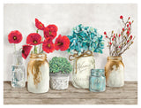 Floral Composition With Mason Jars-Paper Art-42,,X32,,