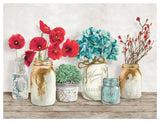Floral Composition With Mason Jars-Paper Art-50,,X38,,