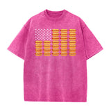 Funny July 4th Hot Dog T-Shirt – Retro American Flag Patriotic Summer BBQ Tee, Vintage Washed Lightweight Cotton Glizzy Freedom Top