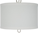 14"W Light Pendant Brushed Nickel Finish with Oatmeal Linen Shade