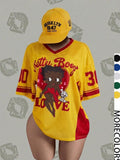 Streetwear Y2K Mesh Top – Vintage Doll Print V-Neck Shirt, Breathable Retro Aesthetic for Women