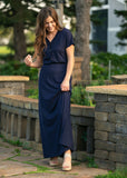 Ella Navy Cinched Waist Maxi Dress