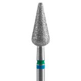 STALEKS - Diamond nail drill bit DUO, "Pointed Pear", blue-green, EXPERT 5/12 mm (FA100BG050/12)