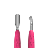 Manicure Pusher With Silicone Handle "Gummy" UNIQ 10 TYPE 4.2 (Narrow Rounded Pusher + Bent Blade) -PQ-10/4.2- STALEKS