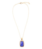 Filigreed Blue Agate Golden Pendant Necklaces