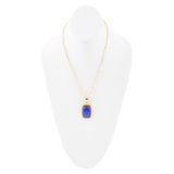 Filigreed Blue Agate Golden Pendant Necklaces
