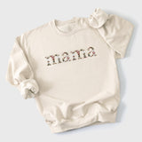 Neutral Floral Embroidered Mama Sweatshirt