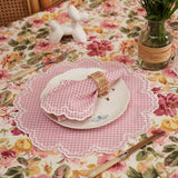 MAGNOLIA PINK GINGHAM WHITE TRIM PLACEMAT & NAPKIN SET