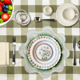 HAVEN WHITE WAVY EDGE NAVY TRIM FAUX LEATHER PLACEMAT