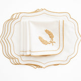 LUNA IVORY GOLD TRIM PLACEMAT & NAPKIN SET