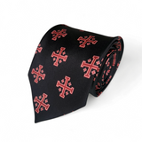 Extra Long Red Jerusalem Cross with White Accents Necktie