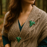 Elven Leaf Brooch & Pendant Set — 2-Pack in Enchanted Green & Silver