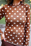 Kate Mesh Top- Chocolate Polka Dot