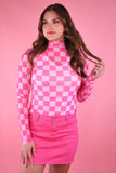 Keigan Mesh Top- Bubblegum Checkered