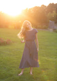 Lily Navy Gauze Belted Midi Dress