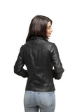 Lindsay Women's Black Lambskin Leather Moto Jacket
