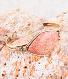 Lucent Orange Sponge Coral Cuff Golden Bracelet