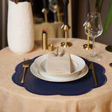 NURTURE NAVY BLUE FAUX LEATHER SCALLOPED PLACEMAT
