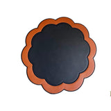 SERENITY BLACK ORANGE SCLALOPED FAUX LEATHER PLACEMAT