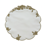 LOTUS WHITE GOLD ROUND FAUX LEATHER PLACEMAT (Set Of 4)