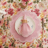 MAGNOLIA PINK GINGHAM WHITE TRIM PLACEMAT & NAPKIN SET