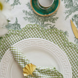 MAGNOLIA GREEN GINGHAM SCALLOPED PLACEMAT & NAPKIN SET