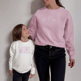 Embroidered Mother Daughter Matching Sweatshirts and Baby Outfits in Light Pink or Blush