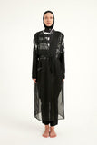 Marina Black Sleeveless Silky Kimono - P2502