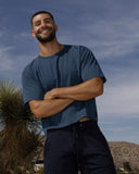 Mid Weight Cropped Boxy T-Shirt Denim Blue