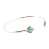 Mirror Image Blue Turquoise and Sterling Silver Cuff Bracelet