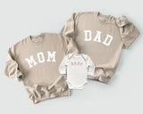 Mom, Dad and Baby Neutral Family Matching Sweatshirts