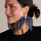 Navy Bandana Statement Earrings