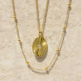 Gold Filled Oval + Satellite Necklace Set