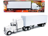 Peterbilt 379 Truck with Dry Goods Trailer White Long Haul Trucker Series 1/32 Diecast Model by New Ray