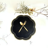 NURTURE BLACK GOLD SCALLOPED FAUX LEATHER PLACEMAT