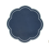 NURTURE BLUE FAUX LEATHER SCALLOPED PLACEMAT (Set Of 4)