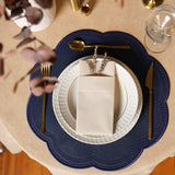 NURTURE NAVY BLUE FAUX LEATHER SCALLOPED PLACEMAT